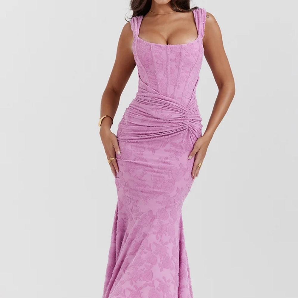 House of CB Cesca Rose Pink Floral Maxi Dress - Large